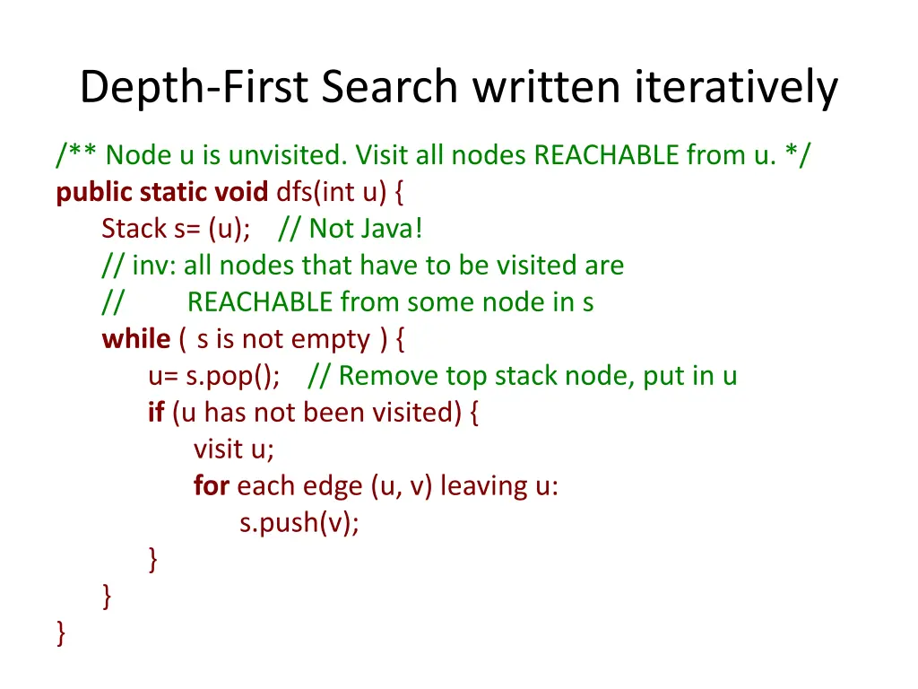 depth first search written iteratively