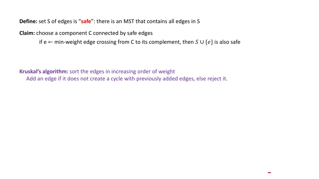 define set s of edges is safe there 3