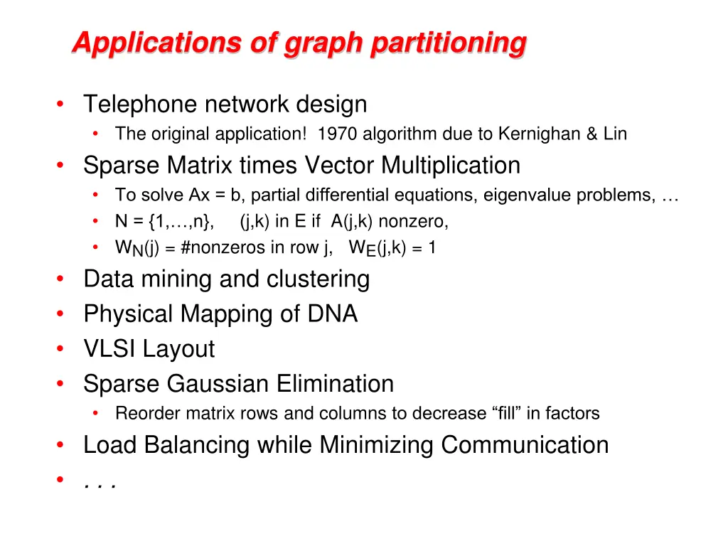 applications of graph partitioning
