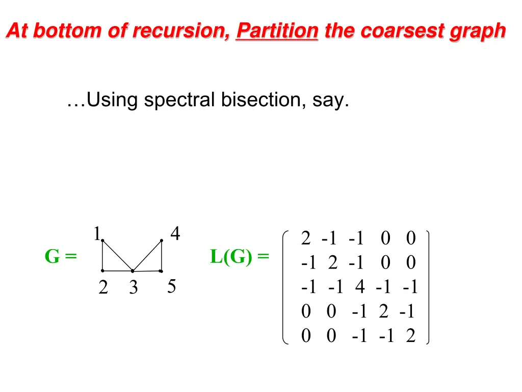 at bottom of recursion partition the coarsest
