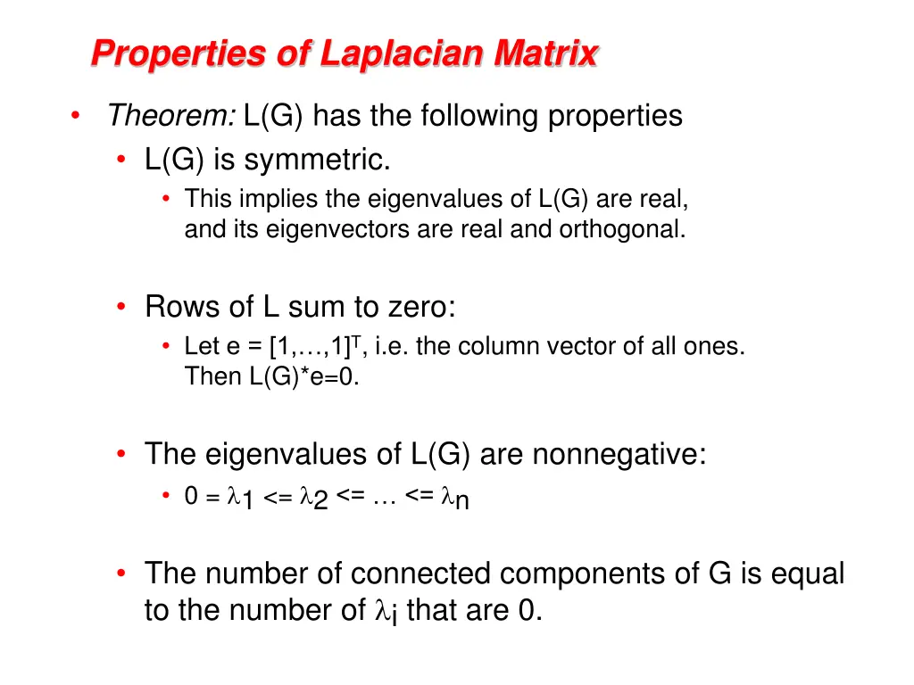 properties of laplacian matrix