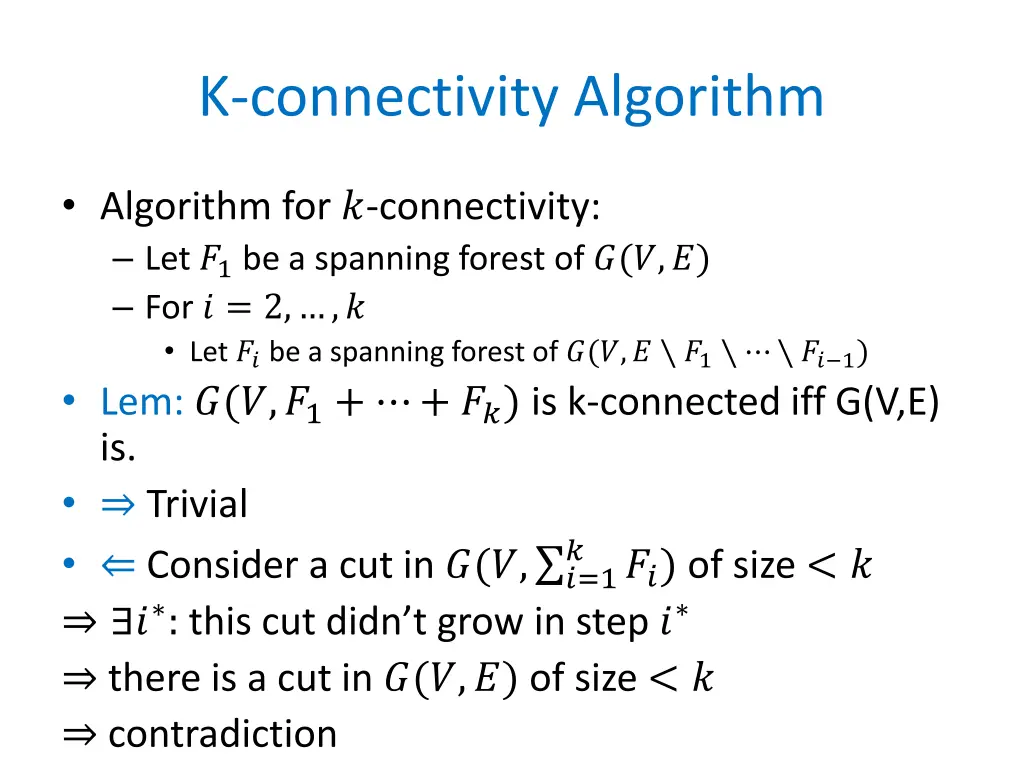k connectivity algorithm