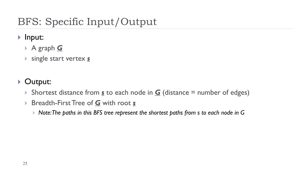 bfs specific input output