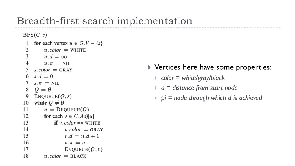 breadth first search implementation