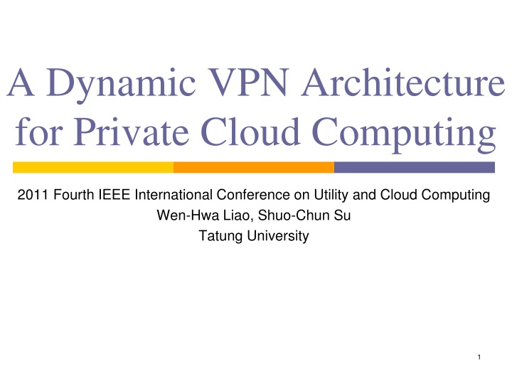 a dynamic vpn architecture for private cloud