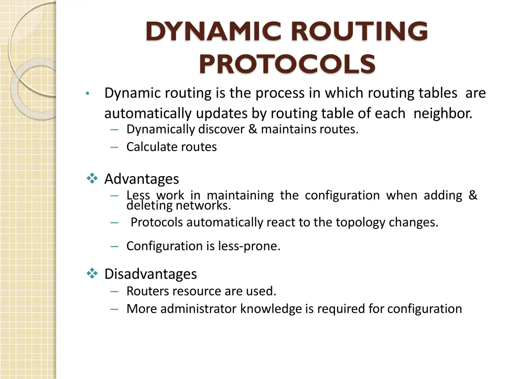 dynamic routing protocols dynamic routing