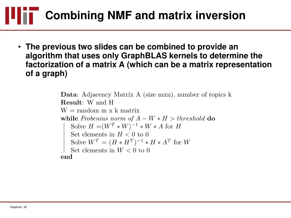 combining nmf and matrix inversion