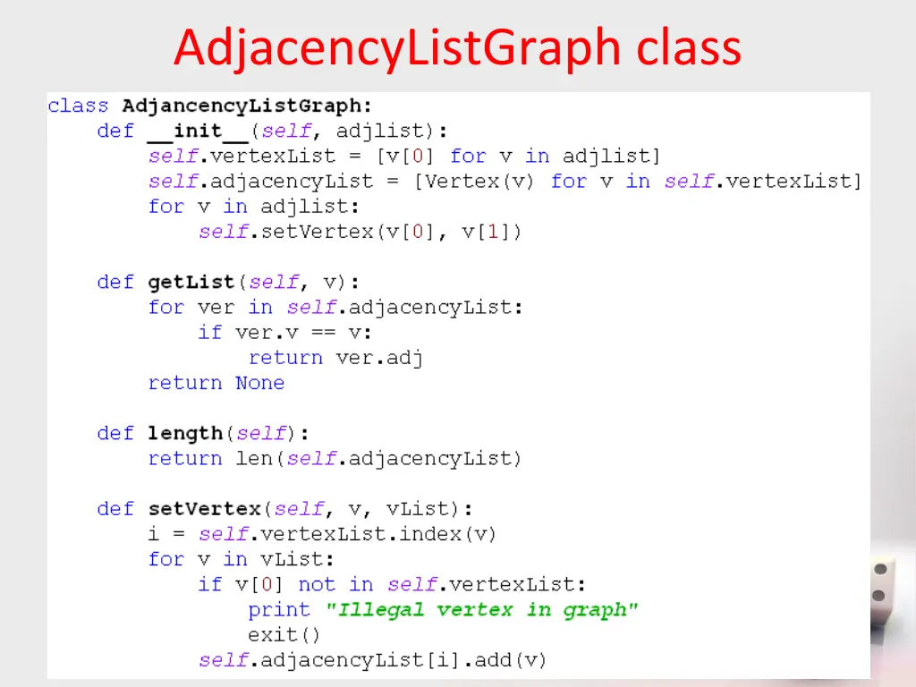 adjacencylistgraph class