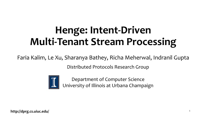 henge intent driven multi tenant stream processing