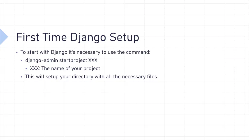 first time django setup
