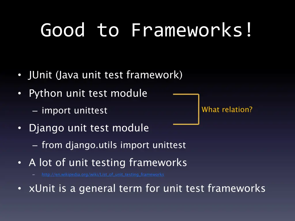 good to frameworks