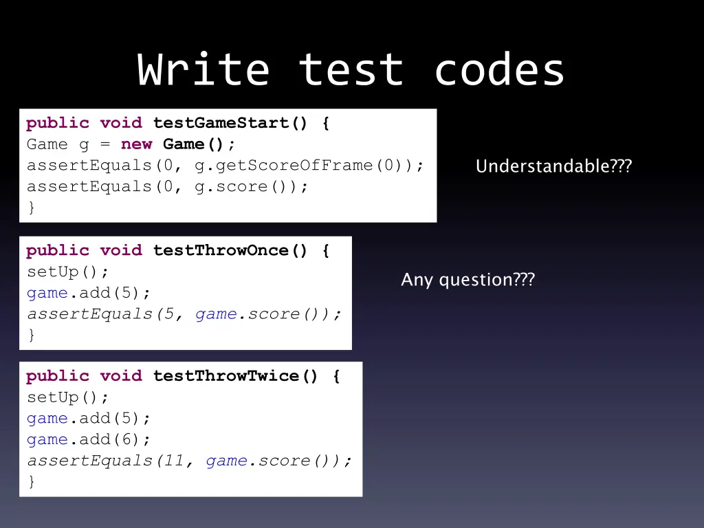 write test codes