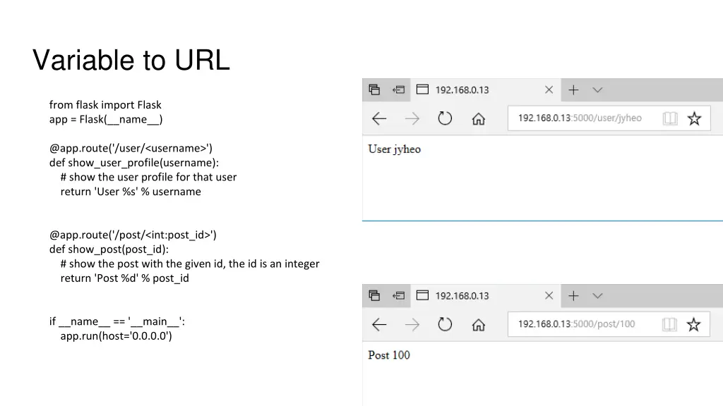 variable to url