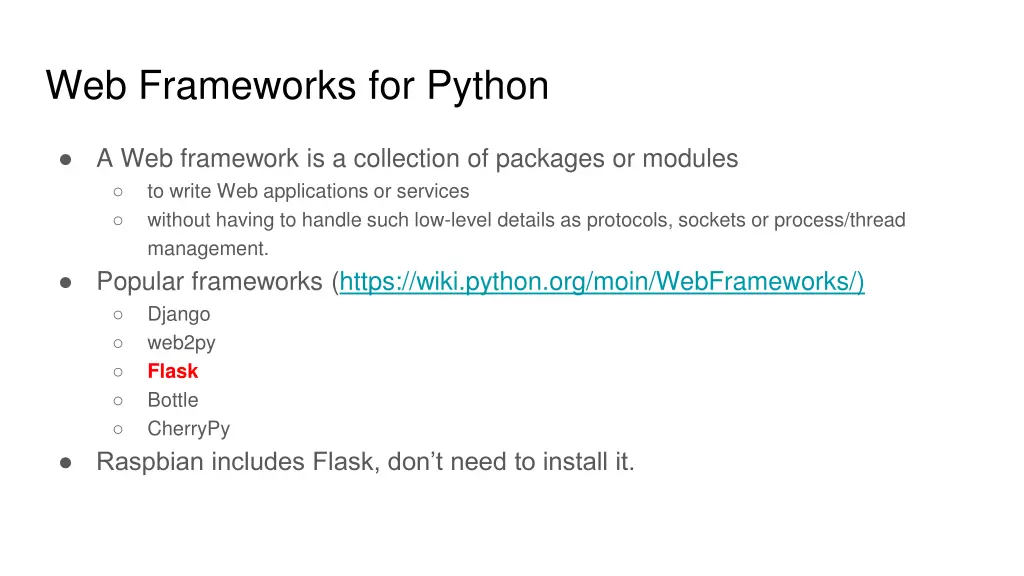web frameworks for python