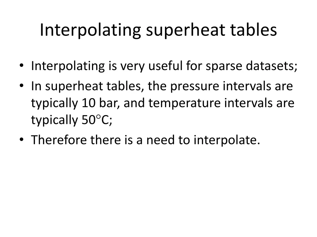 interpolating superheat tables