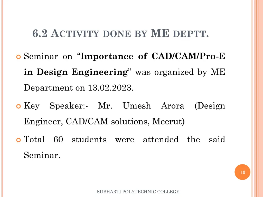 6 2 a ctivity done by me deptt
