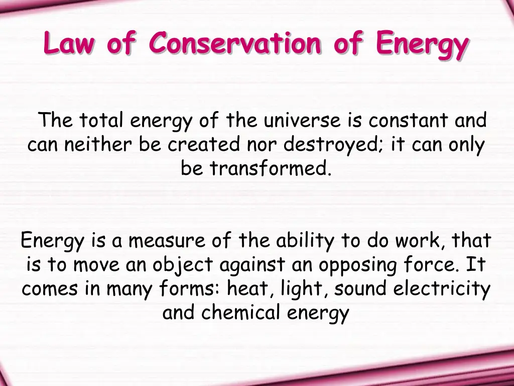 law of conservation of energy