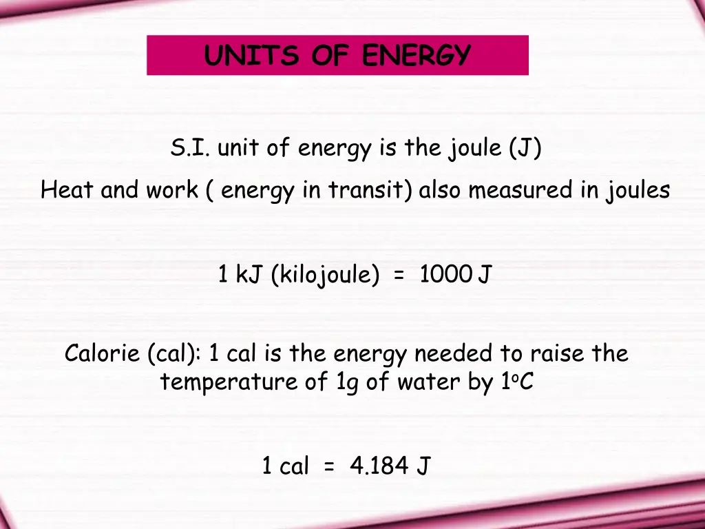 units of energy