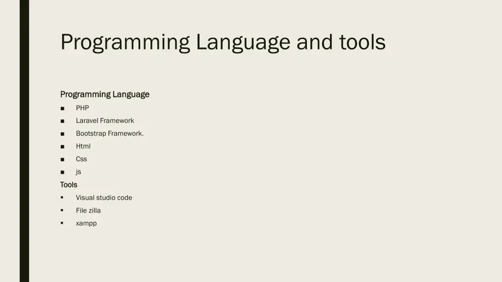 programming language and tools