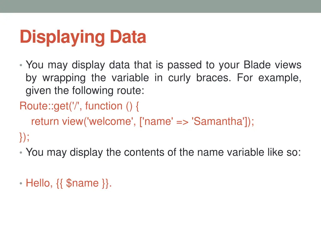 displaying data