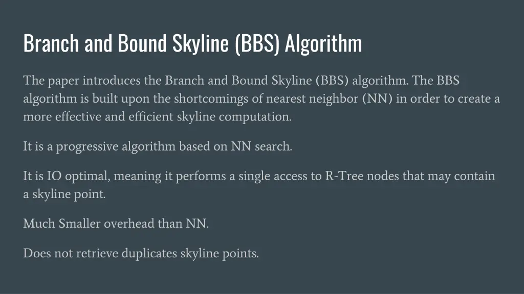 branch and bound skyline bbs algorithm