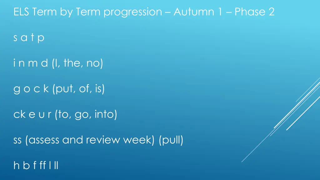 els term by term progression autumn 1 phase 2