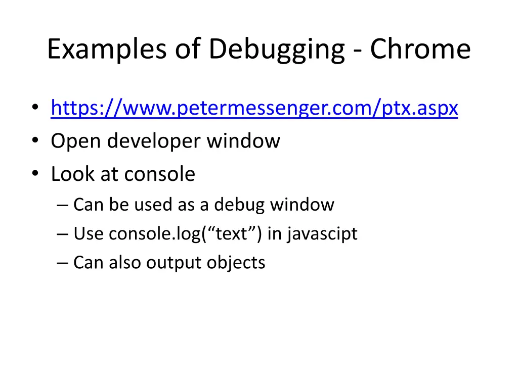examples of debugging chrome 2