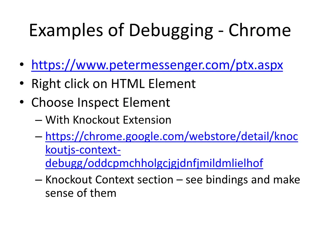 examples of debugging chrome