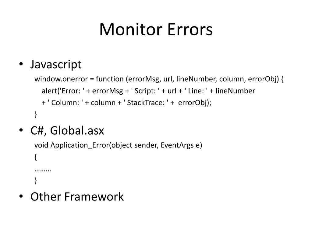 monitor errors