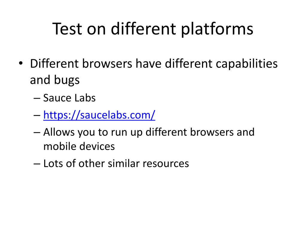 test on different platforms