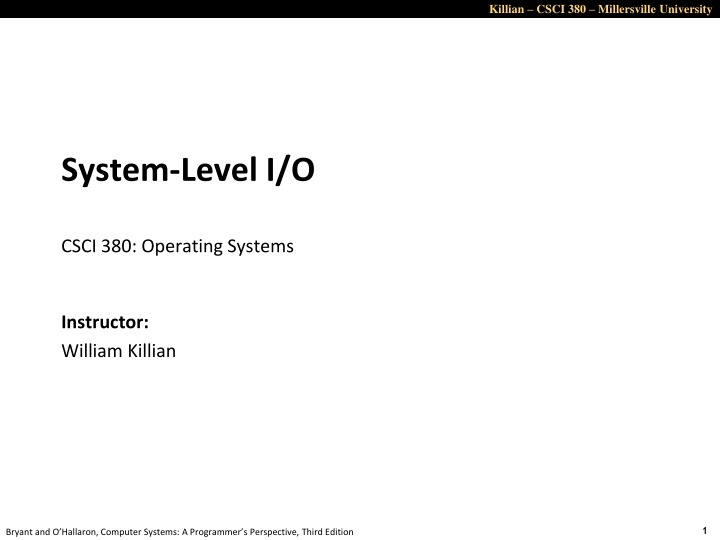 killian csci 380 millersville university