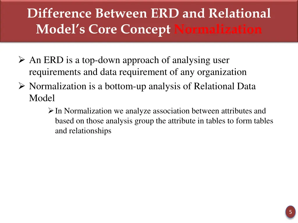 difference between erd and relational model
