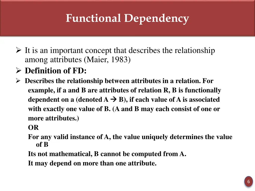functional dependency