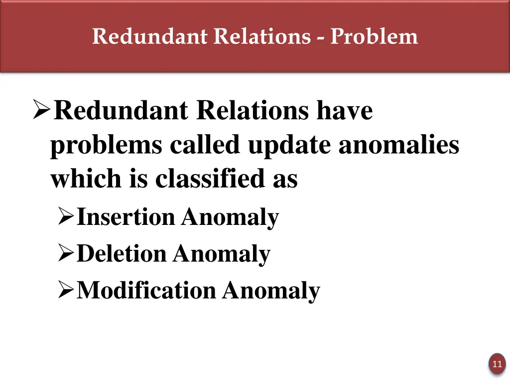 redundant relations problem 1