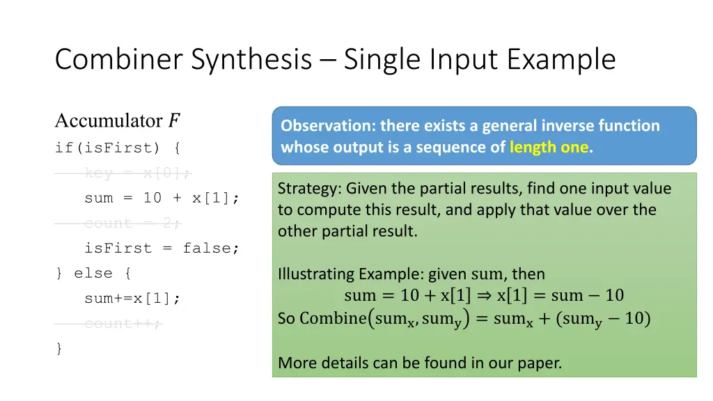 combiner synthesis single input example