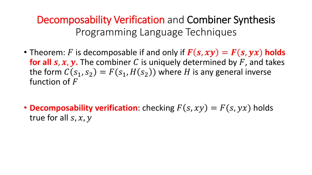 decomposability verification decomposability 1