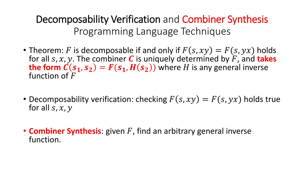 decomposability verification decomposability 2