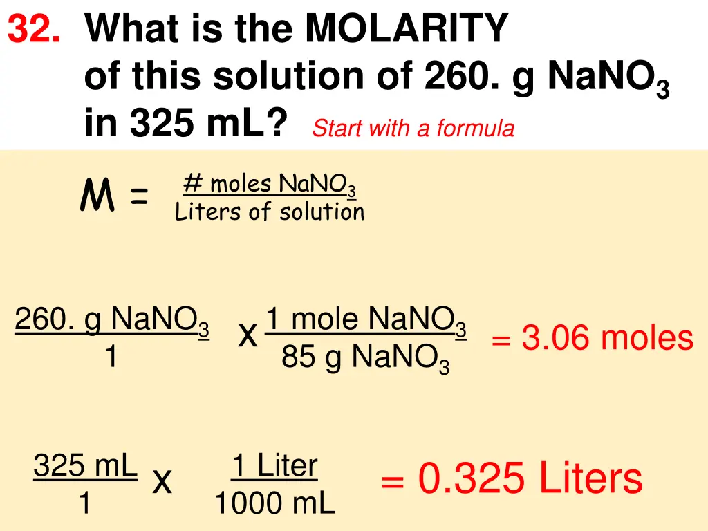 32 what is the molarity of this solution 1