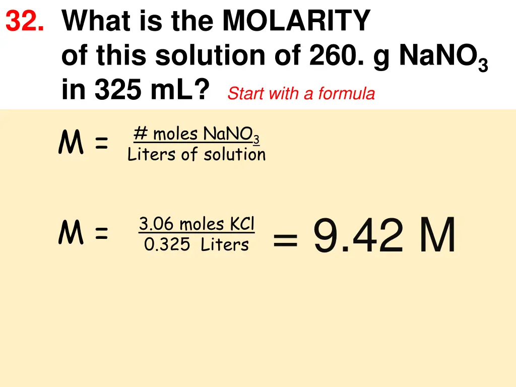 32 what is the molarity of this solution 2