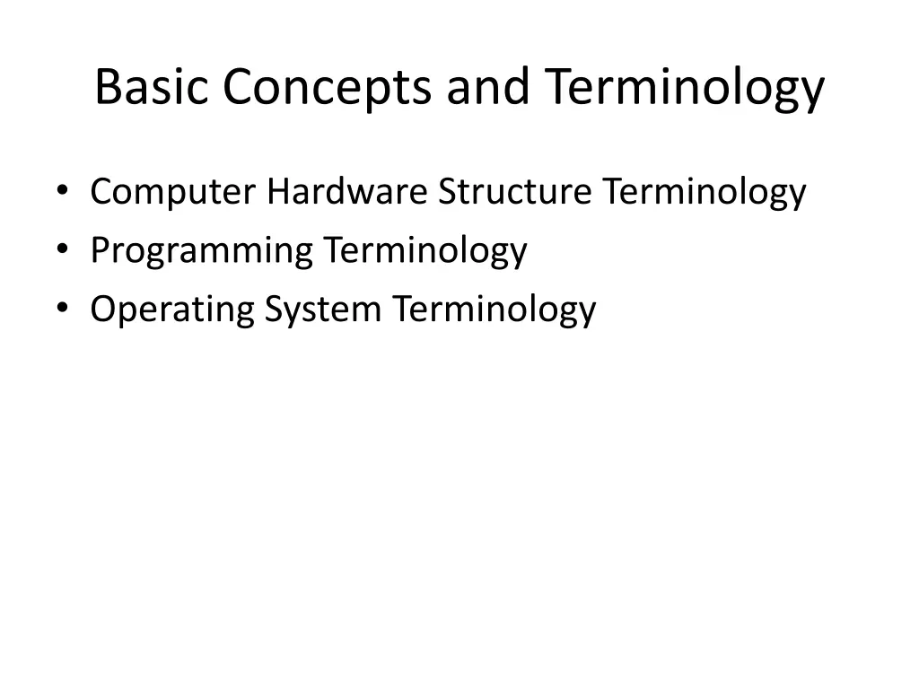basic concepts and terminology
