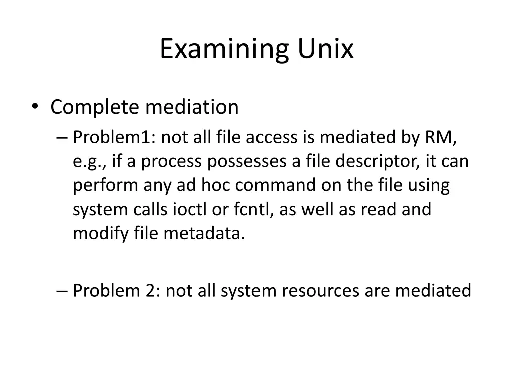 examining unix