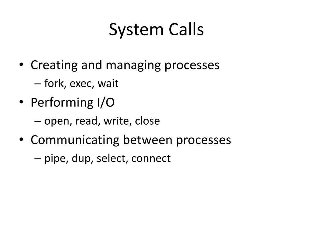 system calls
