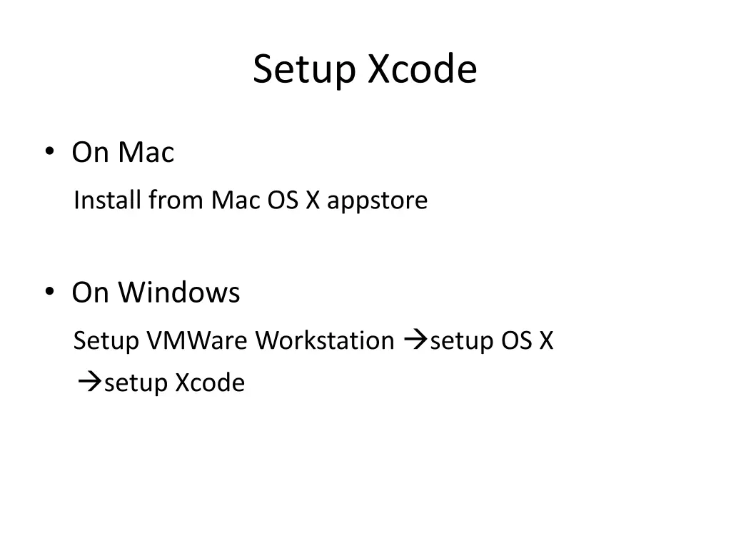 setup xcode