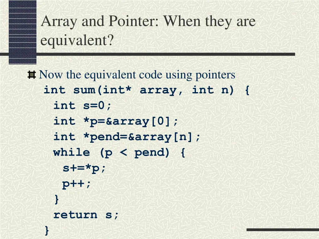 array and pointer when they are equivalent 1