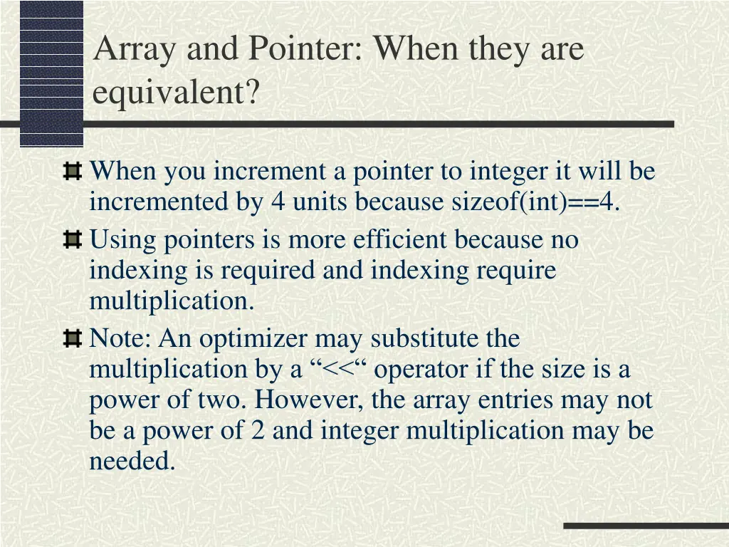 array and pointer when they are equivalent 2