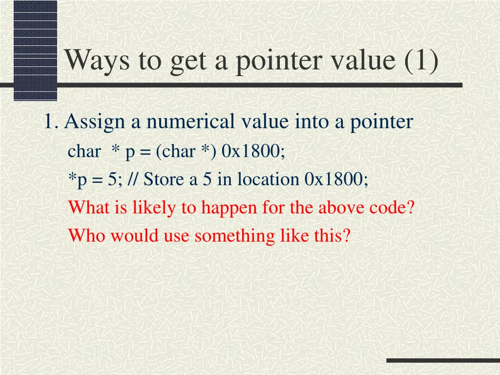ways to get a pointer value 1