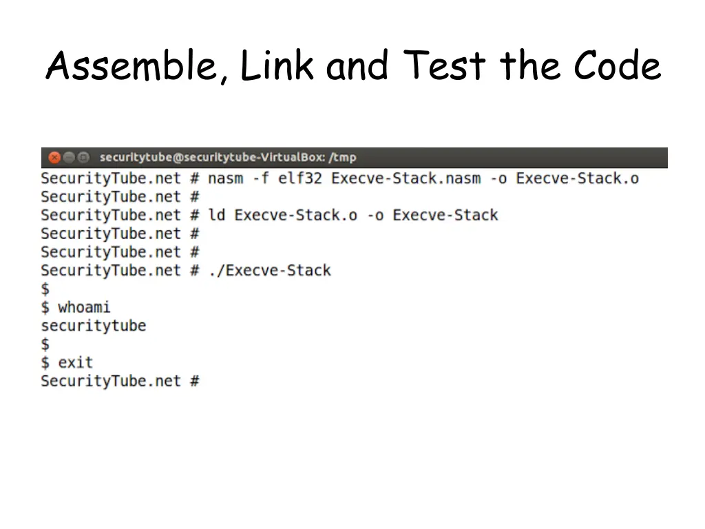 assemble link and test the code