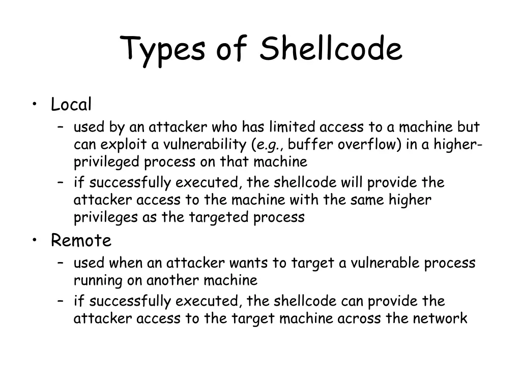 types of shellcode