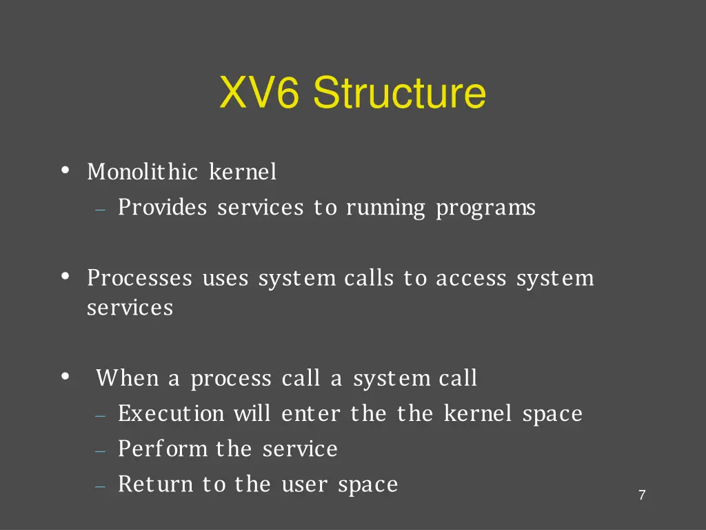 xv6 structure